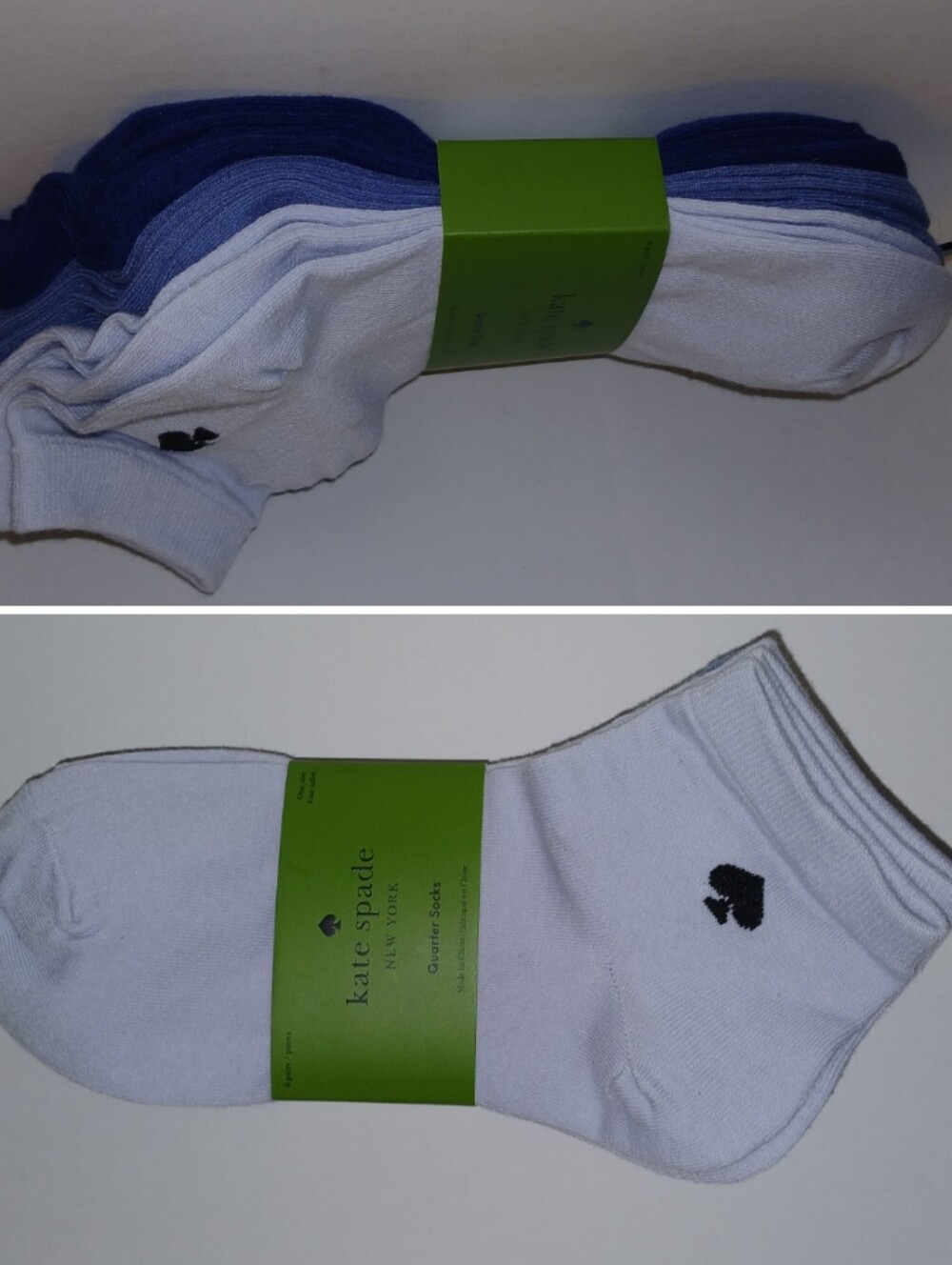 6 Pairs! kate spade new york Embroidered Logo Quarter Socks, Blue